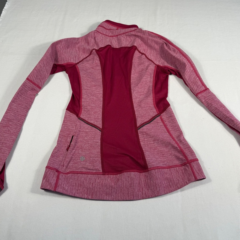 Lululemon Run for Gold LS 1/2 Zip Pullover berry Heather Thumbholes Women  4‎ - Picture 9 of 10